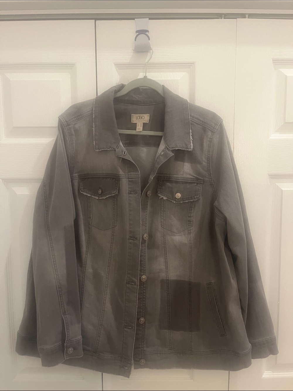 LOGO by Lori Goldstein Washed Gray Denim Jacket